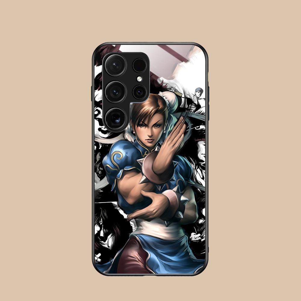 Чехол для телефона Street Fighter Chunli для Samsung Galaxy A56 55 54 53 52 51 36 35 34 23 16 15 5G Стеклянный Цветной Чехол Роскошный Красивый