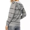 Women Striped Printed Hooded Zip Up Cardigan Sweatshirt