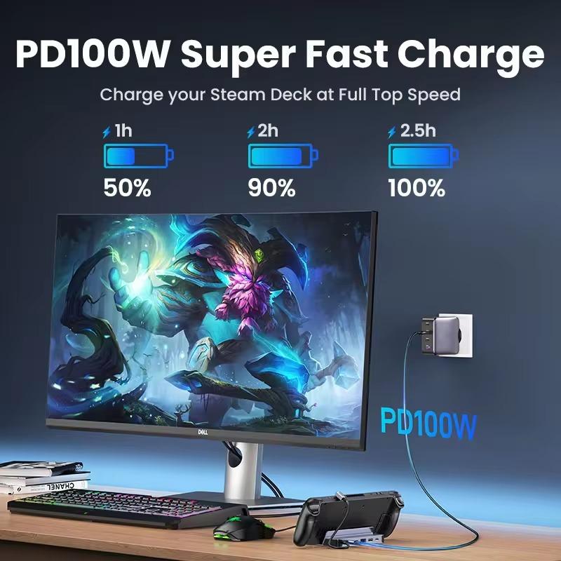 Док-станция 7 в 1 Type C для Steam Deck M.2 SSD NVMe SATA 4K@60 Гц Адаптер Type C - HDMI PD 100 Вт RJ45 1000 Мбит/с Gigabit Ethernet USB3.0 Hub