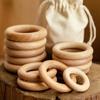 10Pcs Unfinished Solid Wooden Rings 40-100MM Natural Wood Rings for Macrame DIY Crafts Wood Hoops Ornaments Connectors Jewelry Making