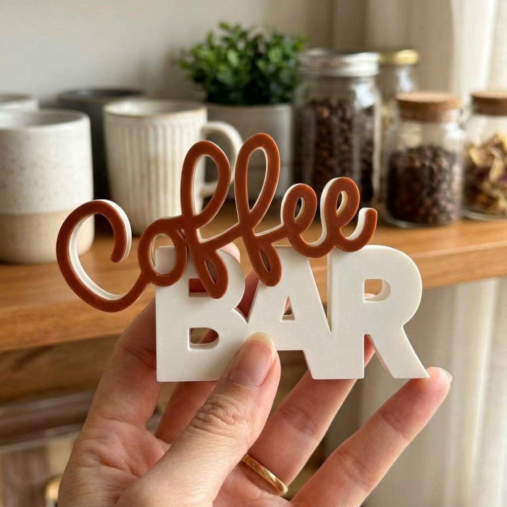 Coffee Themed Coffee Tray Decor Figurine Two-Tone Color Home Coffee Nook Decor Kitchen Counter