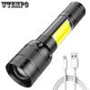Multifunctional Lighting Torch Usb Rechargeable Outdoor Led Light Home Lighting Cob Side Light Strong Light Torch