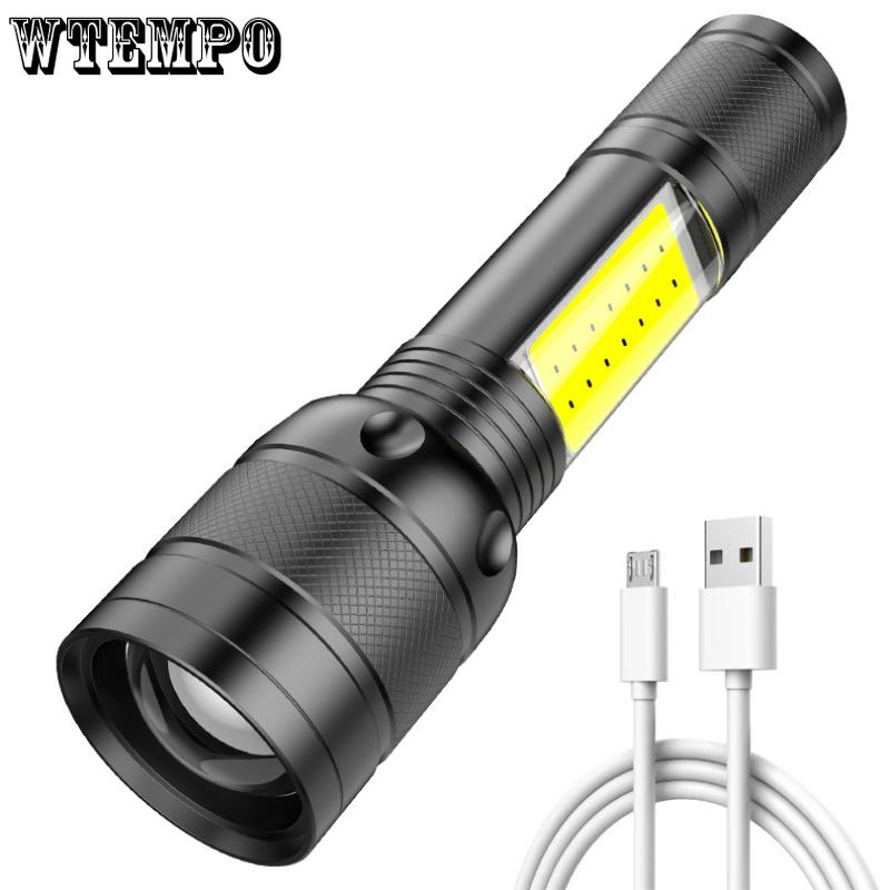 Многофункциональный осветительный фонарь, перезаряжаемый через USB, светодиодный фонарь для улицы, домашнее освещение, боковой свет COB, фонарь с сильным светом