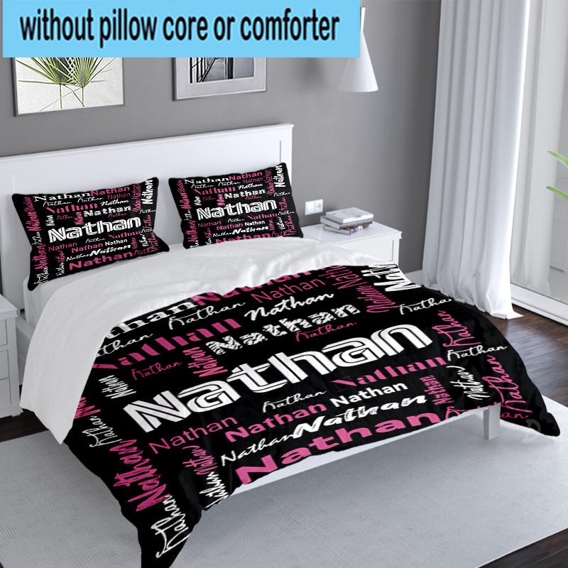 Custom Name 3PCS Your Name Art Design Bedding Set, Including 1pc Duvet Cover And 2pcs Pillowcases, Suitable for dorms and bedrooms Gift