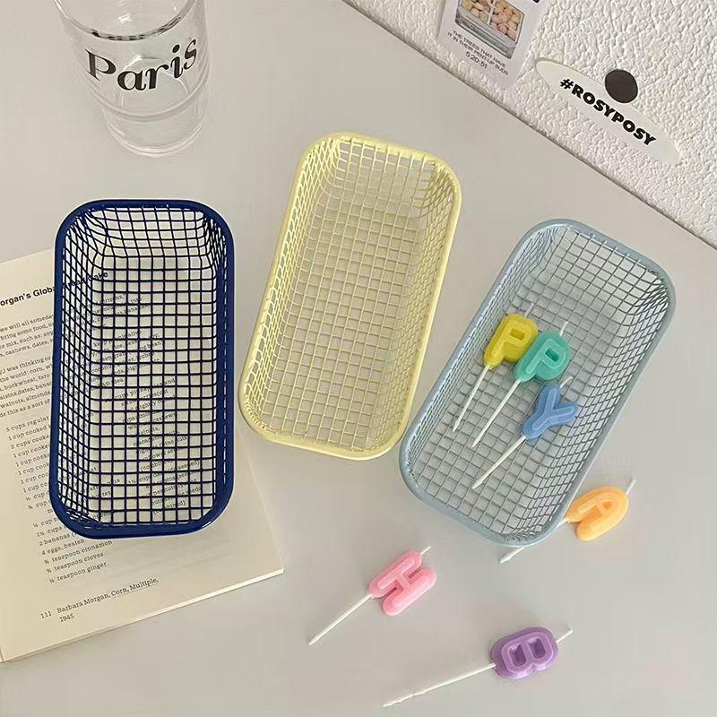 Desktop Ironwork Storage INS Metal Sundries Organizer Basket Pens Makeup Brushes Classification Basket Office Home Organization
