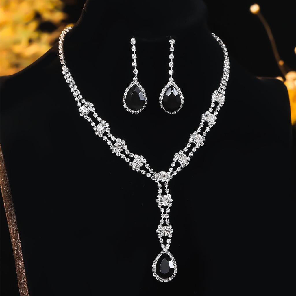 Luxury Bridal Zircon Flower Necklace & Earrings Set - Elegant Wedding Jewelry Accessories