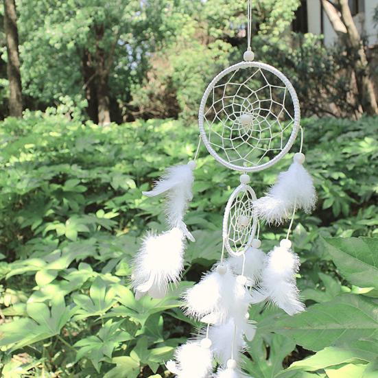 Double Circle Feather Craft Dream Catcher Wind Chime Home Wedding Decor Ornament