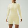 Zip-up one-piece yoga suit, running fitness hip lifting, low-intensity Pilates tight sports one-bodysuit