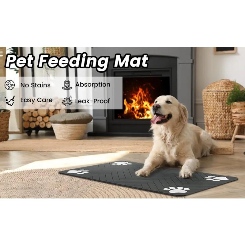 Коврик для кормления домашних животных - впитывающий коврик для мисок с едой и водой, с водонепроницаемой резиновой основой, быстросохнущий коврик для воды для собак и кошек