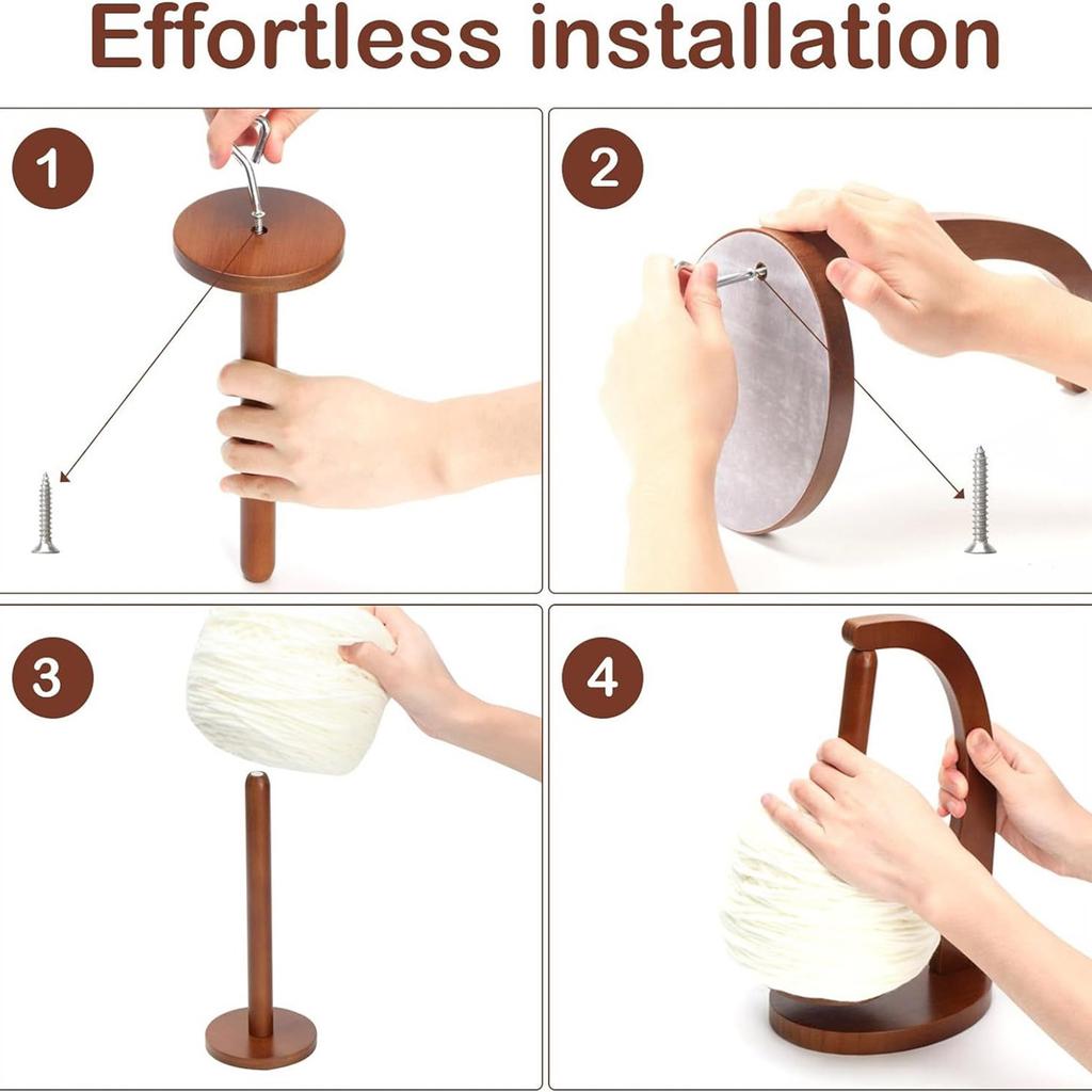 Magnetic Yarn Holder with Twirling Mechanism Wood Yarn Dispenser Double Side Thread Spool Holder for Hand Stitching