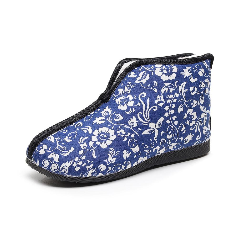 Ботинки из хлопка с цветочным узором на северо-востоке: Стиль осень/зима, удобная бархатная подкладка, нескользящая, мягкая подошва, ручная работа для людей среднего и пожилого возраста