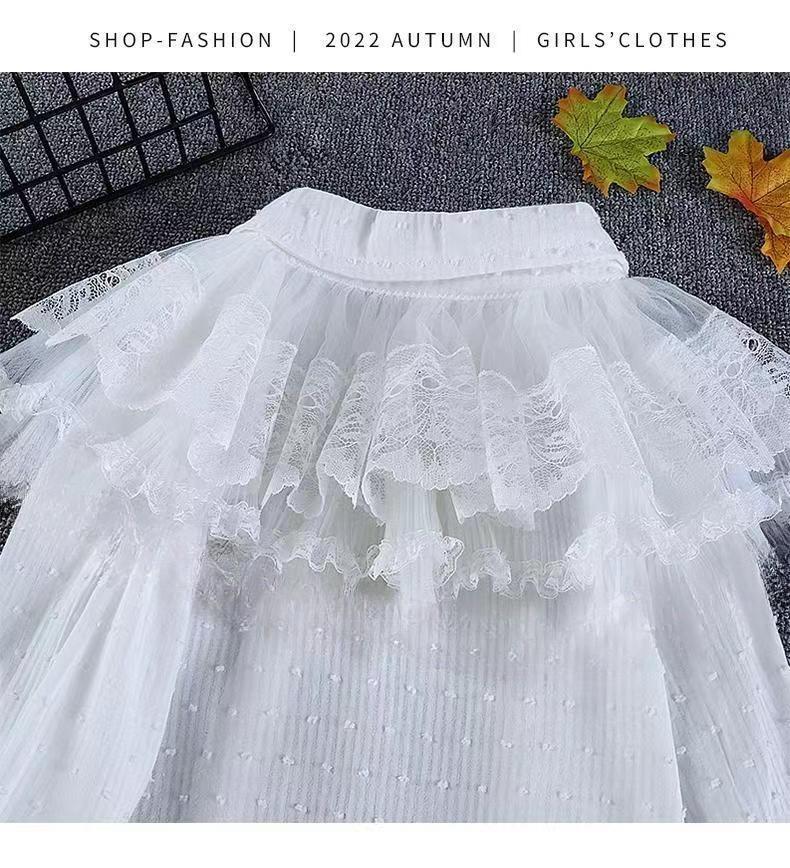 Белая кружевная блузка с длинными рукавами и бантом в стиле Лолита для девочек: Корейский стиль, Универсальный, Милый для весны и осени