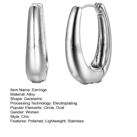 1 Pair Huggie Earrings Retro Geometric Solid Color Anti-allergy Electroplated Lightweight Stainless Ear Decoration Jewelry Commute Ear Hooks