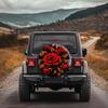 Vintage Red Rose Pattern Tire Cover, Featuring An Elegant Vintage Style, Suitable For Sedans, SUVs, MPVs, And Luxury Cars, Exudi
