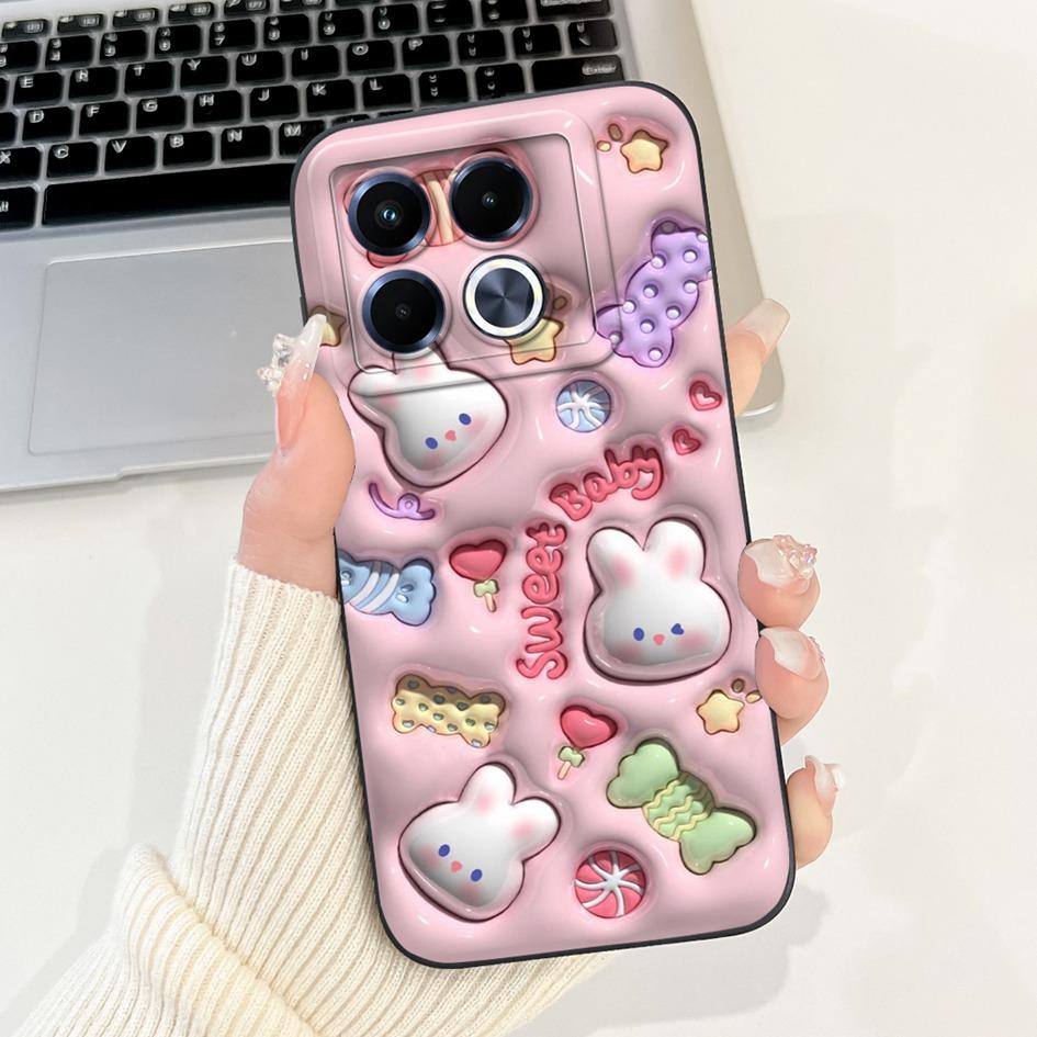 For Infinix Note 40 5G Case Cartoon Rabbit Flower Anti Slip Bumper Soft Silicone Cover For Infinix Note40 X6852 X6851 Phone Case