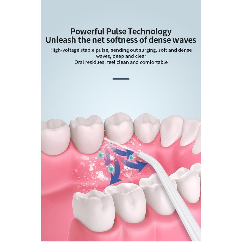1 упаковка Беспроводной электрический ирригатор с 4 насадками - Насадка с вращением на 360°, USB-зарядка для ежедневного ухода за зубами и чистки десен