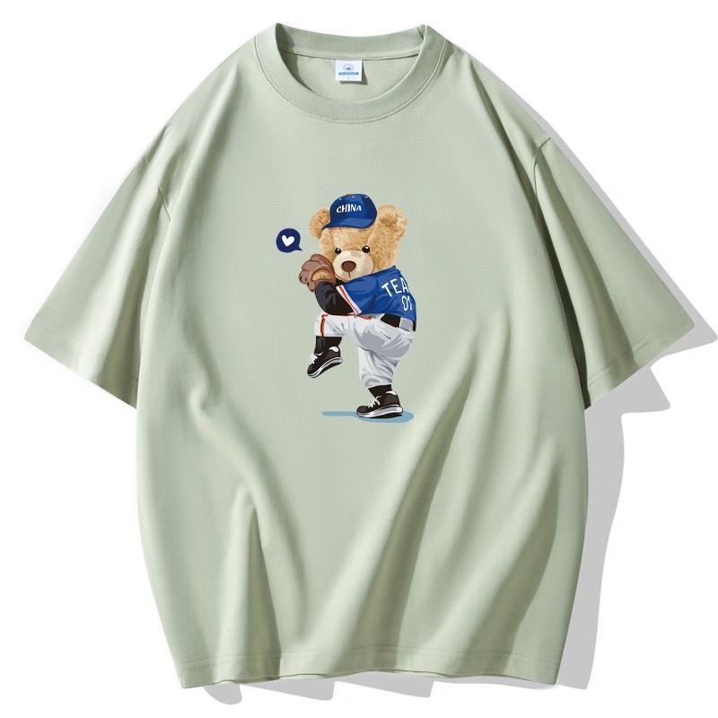 Футболка Baseball Bear Men с короткими рукавами, свободная, 100% хлопок, повседневная, размер S-5XL