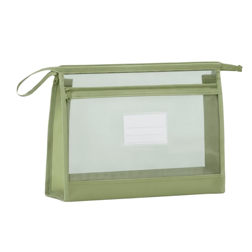 Transparent Mesh File Bag Double Layer Subject File Bag School Handheld Bag Travel
