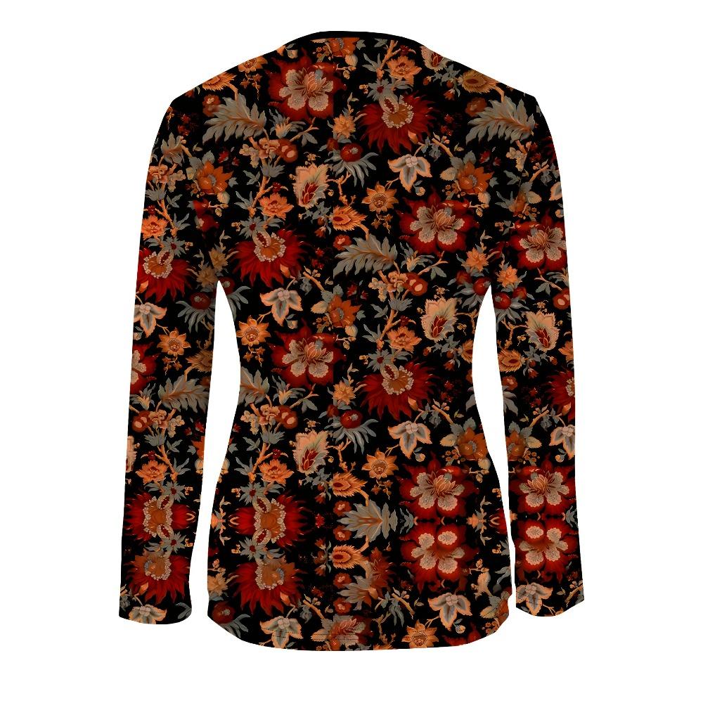 Elegant Casual Comfortable Style Painting Plant Flower Elements Printing Pattern Code Women's Clothing Crew Neck Zipper Long Sleeve