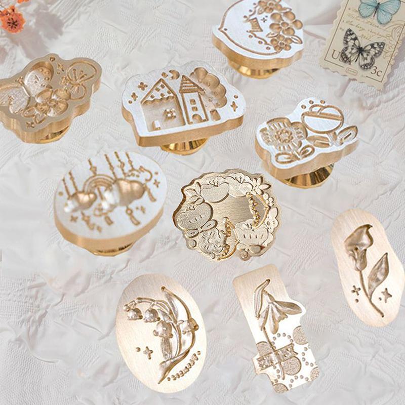 Vintage Stamps Print Head Flower Series Wax Seal Head Stamp Sealing Wax Diy Scrapbooking Cards Envelopes Invitation Decor