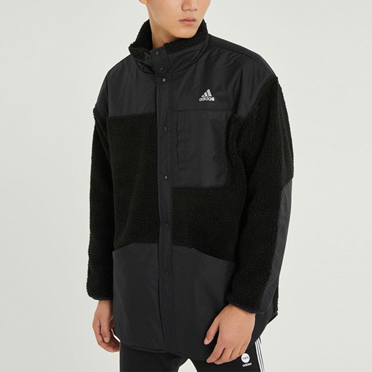 adidas Мужская флисовая куртка MPRSVE Boa с colorblock и полной молнией Черный H40911