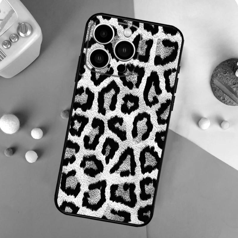 Подходит для чехла для мобильного телефона Apple IPhone13 Mini, чехол для мобильного телефона с черно-белым леопардовым принтом, окрашенный и устойчивый к падениям