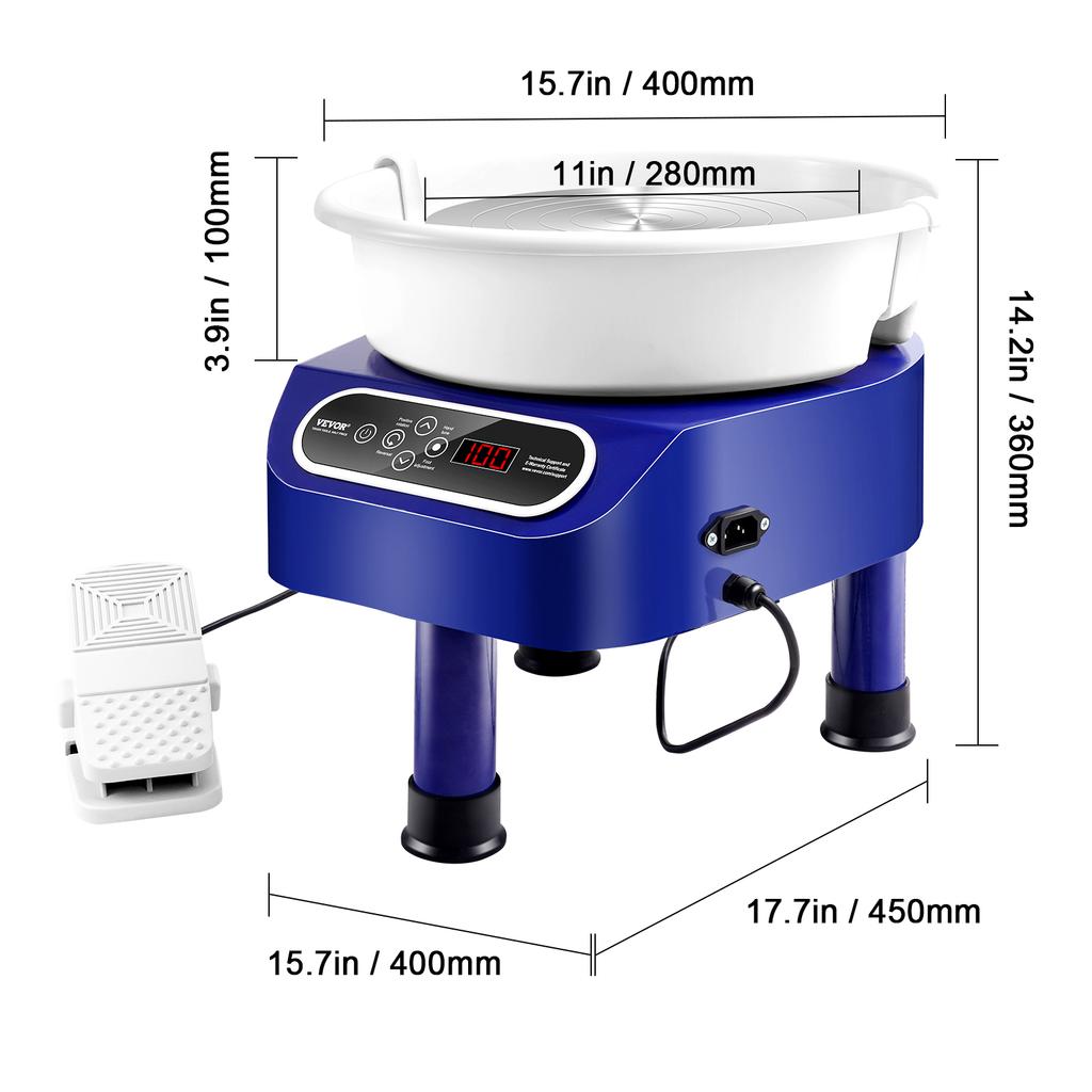 SucceBuy Гончарный круг 11 дюймов Машина для формирования керамики Прямой привод Керамический круг 450 Вт Электрический круг для гончарного дела с ножной педалью