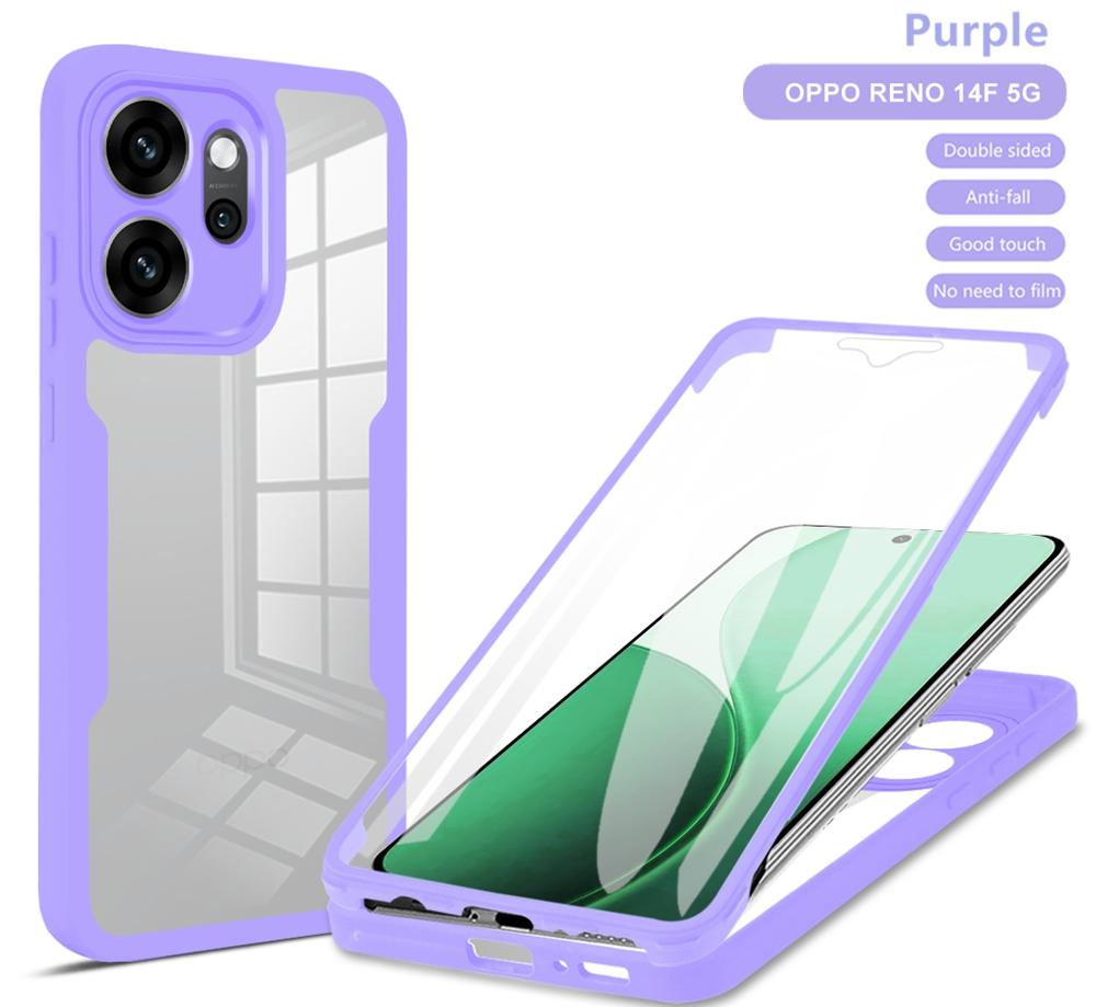 Для чехла Reno 14F 5G 360 Защита экрана для всего корпуса Прозрачные чехлы для OPPO Reno 14F 14 F Reno14F Ударопрочная крышка для телефона