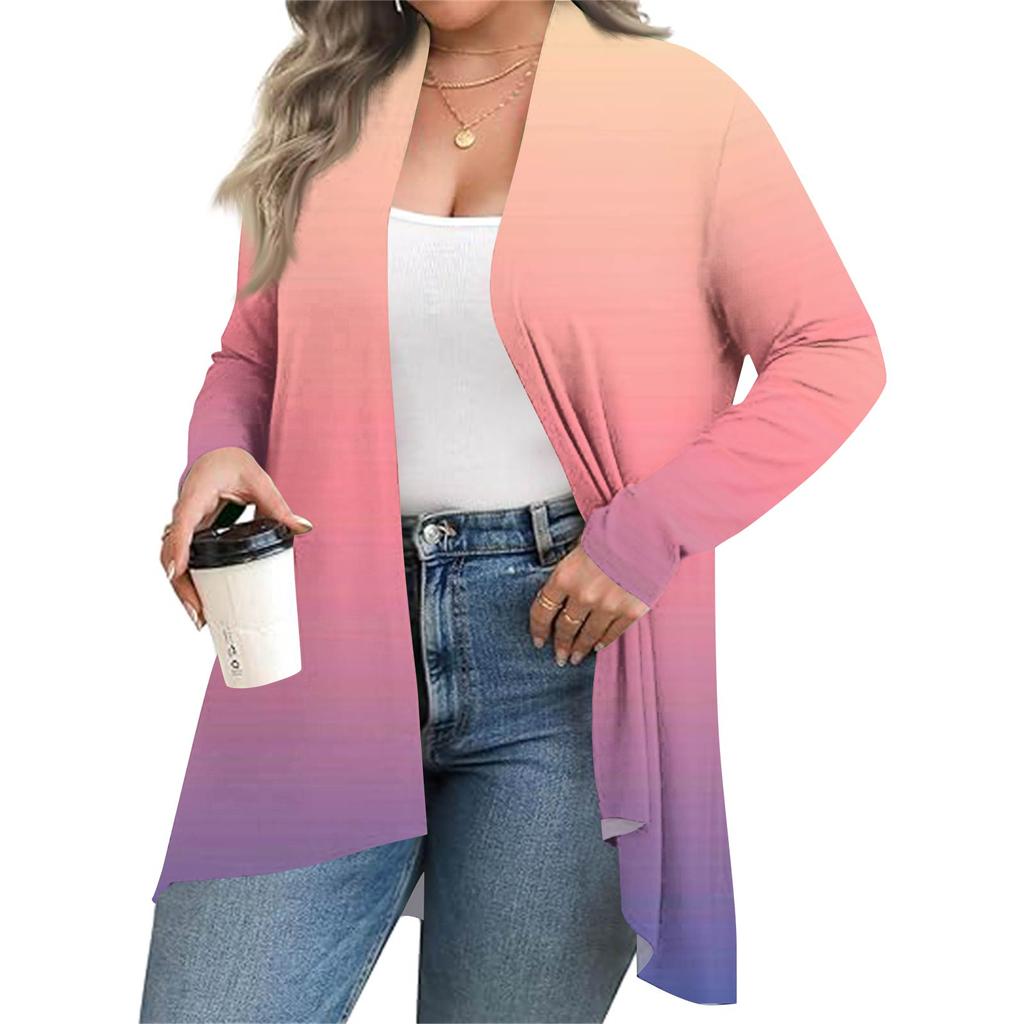 Женский осенне-зимний модный повседневный кардиган средней длины с принтом и длинным рукавом