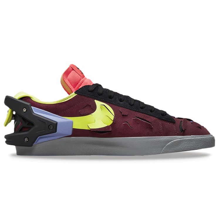 Мужские кроссовки Acronym x Nike Blazer Low Night Maroon Unisex Red Lemon-Venom Black DN2067-600