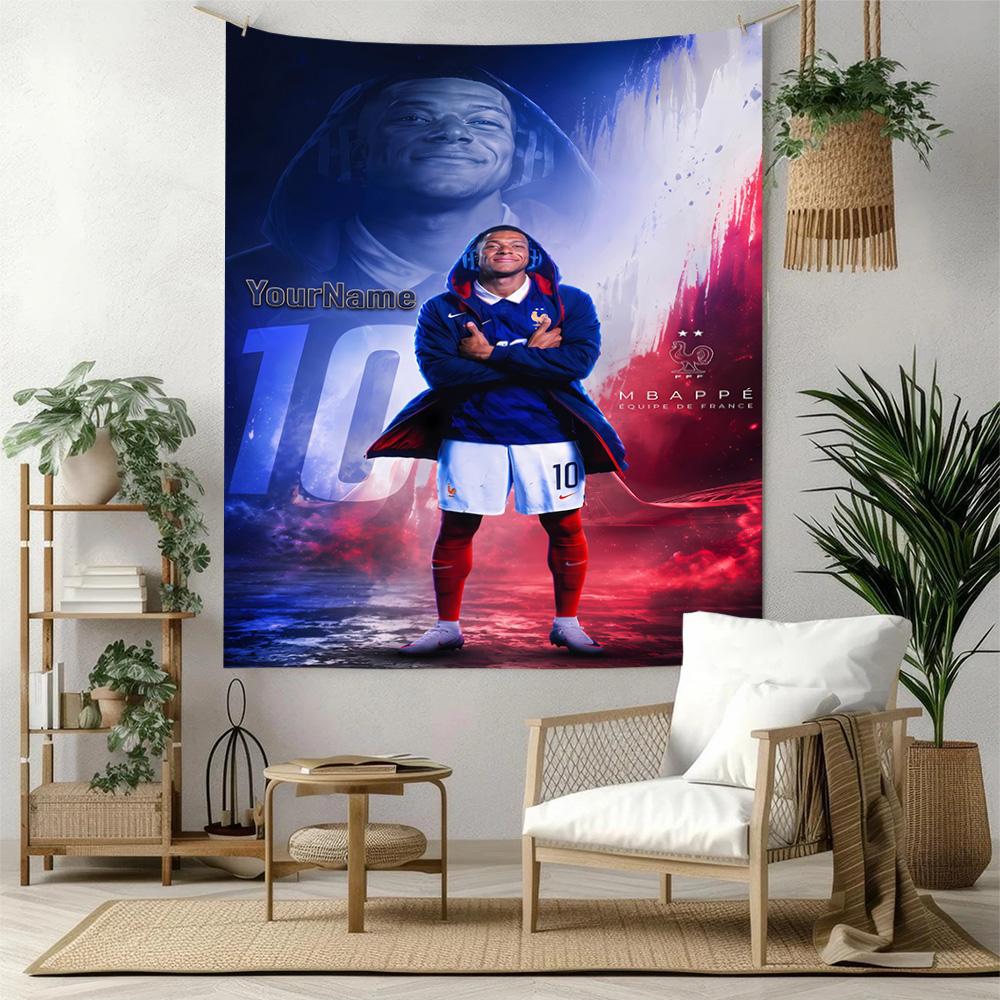 Mbappe Customize Text Tapestry Foldable Wall Tapestry Soft Durable Fabric Ideal for Meditation Room All-Season Use Unique Gift for Family Friends