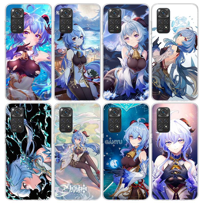 Genshin Impact Ganyu Phone Case For Xiaomi Redmi Note 10 11 12 13 14 15 Pro Plus 11S 12S 14S 11T 11E 10S Soft TPU Back Cover Red
