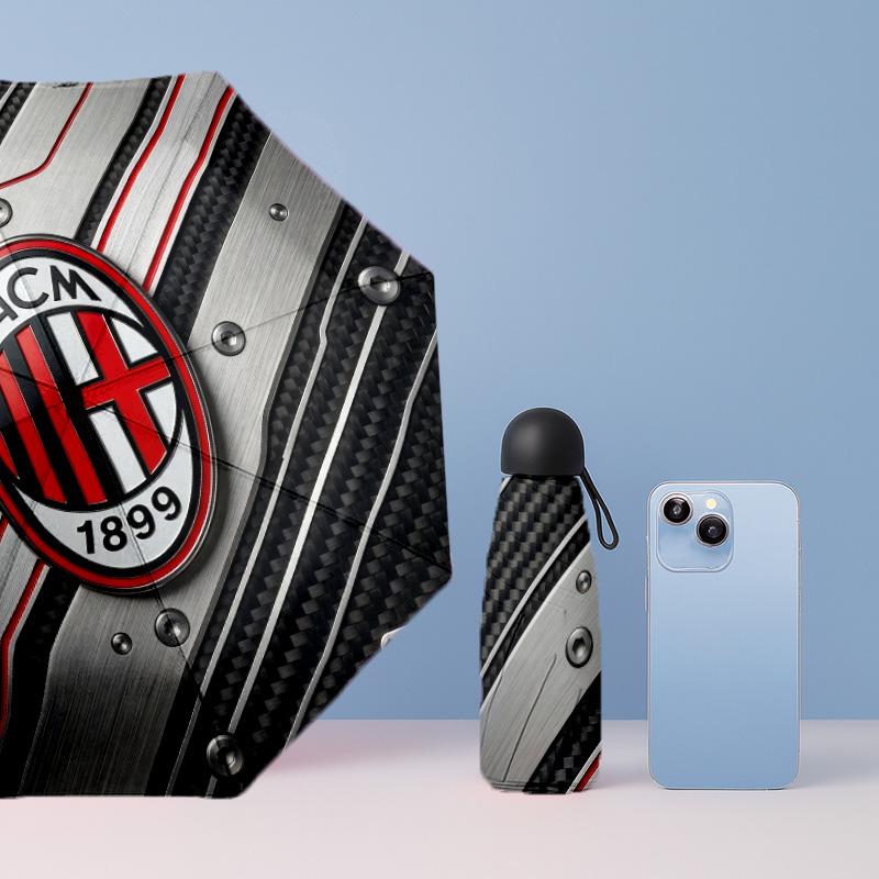 AC Milan Рисунок Печатный Мини 5 Сложений 8 Спиц Компактный Зонт Ветрозащитный Водонепроницаемый Легкий Портативный Складной