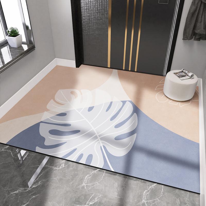 Коврик для входной двери из ПВХ-кожи для гостиной, коврик для входной двери, впитывающий коврик для ванной, ковер для прихожей на полу