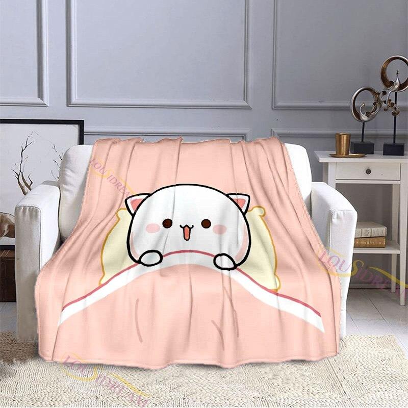 Фланелевое одеяло с рисунком милого персикового кота, подарок на день Святого Валентина, плюшевое фланелевое одеяло из микрофибры на кровать, диван, постельные принадлежности