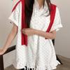 The Pink Women Overfit Dot Frill Short Sleeve Shirt