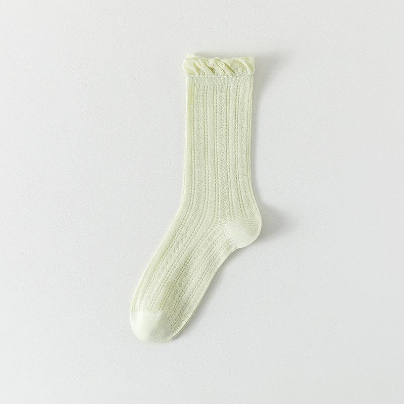 Летние носки для женщин, высокие, тонкие, дышащие, кружевные бесшовные хлопковые носки, однотонные сетчатые влагоотводящие женские носки