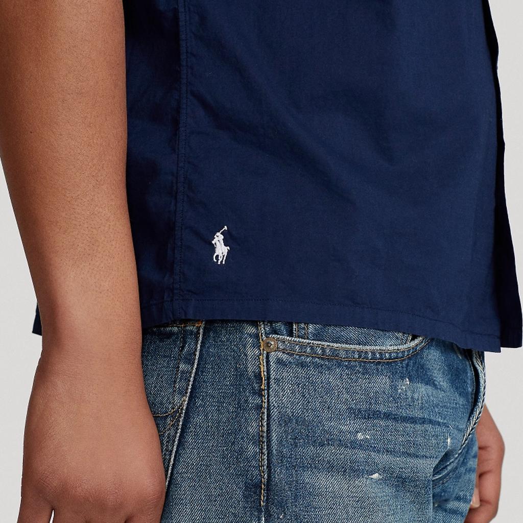 Polo Ralph Lauren Однотонная рубашка с вышивкой пони, свободного кроя, с коротким рукавом, мужская рубашка, темно-синяя, MNPOWOV1N820436-410