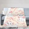 Marie Cat Aristocats Blanket Fleece Summer Air Conditioning  Portable Lightweight Throw Blanket for Bed Travel Bedspread