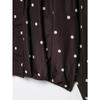 Women Loose Fit Black Polka Dot Zipper Long Sleeve Jacket Casual Autumn
