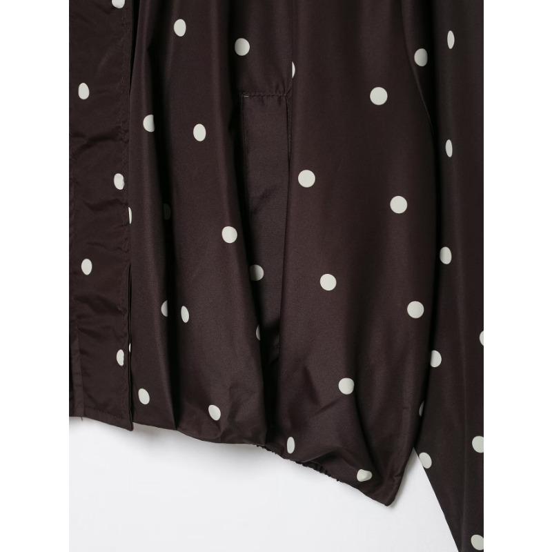 Women Loose Fit Black Polka Dot Zipper Long Sleeve Jacket Casual Autumn
