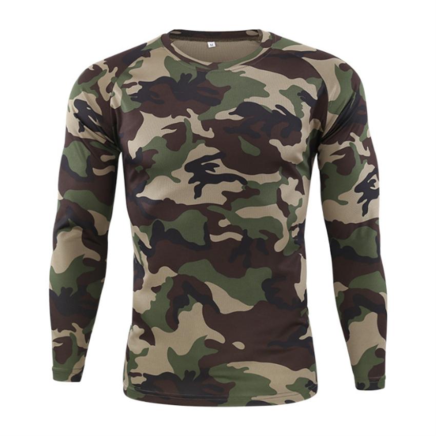 Spring and Autumn Outdoor Python Print 3D Jungle Camouflage Training Clothing Crewneck T Shirt Men's Loose Long Sleeves