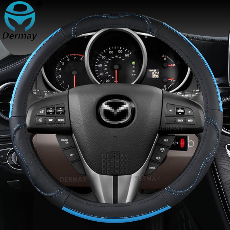 Для Mazda CX3 CX4 CX5 CX6 CX7 CX8 CX9 CX30 CX50 CX60 CX70 CX80 CX90 Чехол на руль автомобиля из натуральной кожи Автоаксессуары