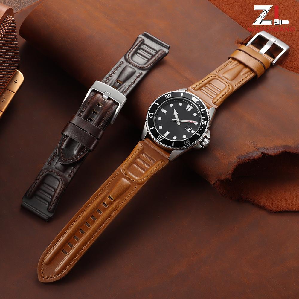Vintage Oil Wax Cowhide Strap 18mm 20mm 22mm 24mm Genuine Leather Watch Band for Omega for Panerai for Seiko Retro Bracelet Belt