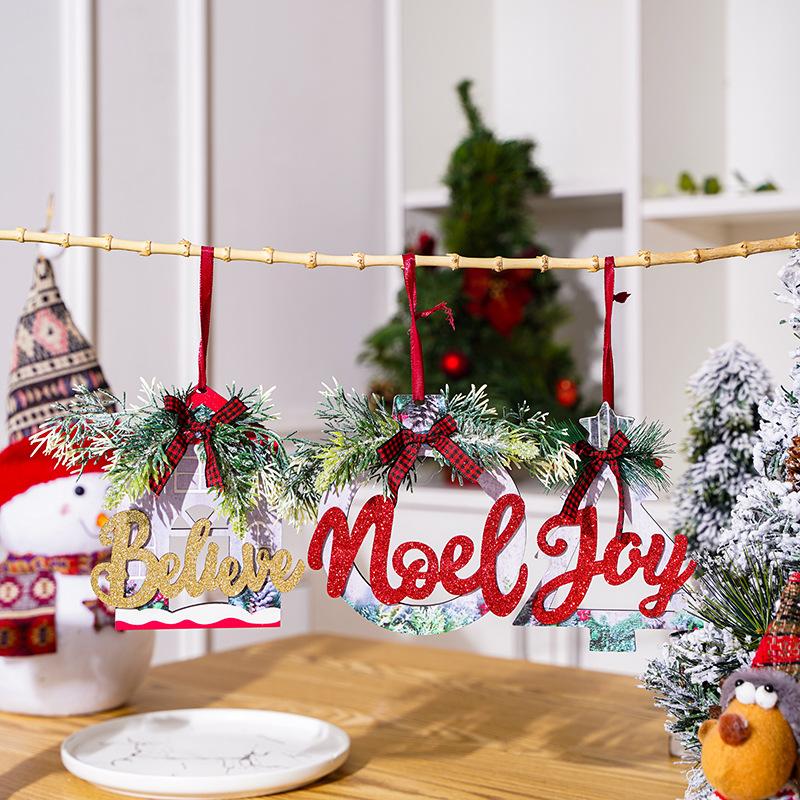 Christmas decorations wooden powdered letter pendant Nordic style Christmas decoration pendant