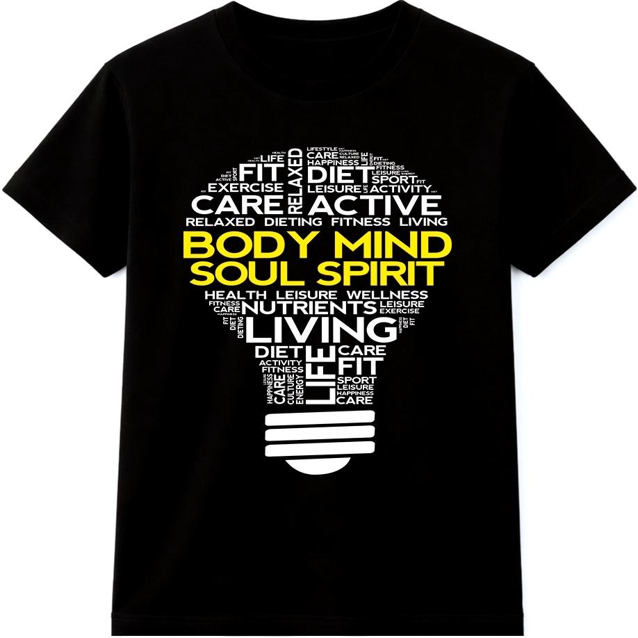 Mind Body Spirit T Shirt Yoga Meditation Fitness Wellness Graphic Tee
