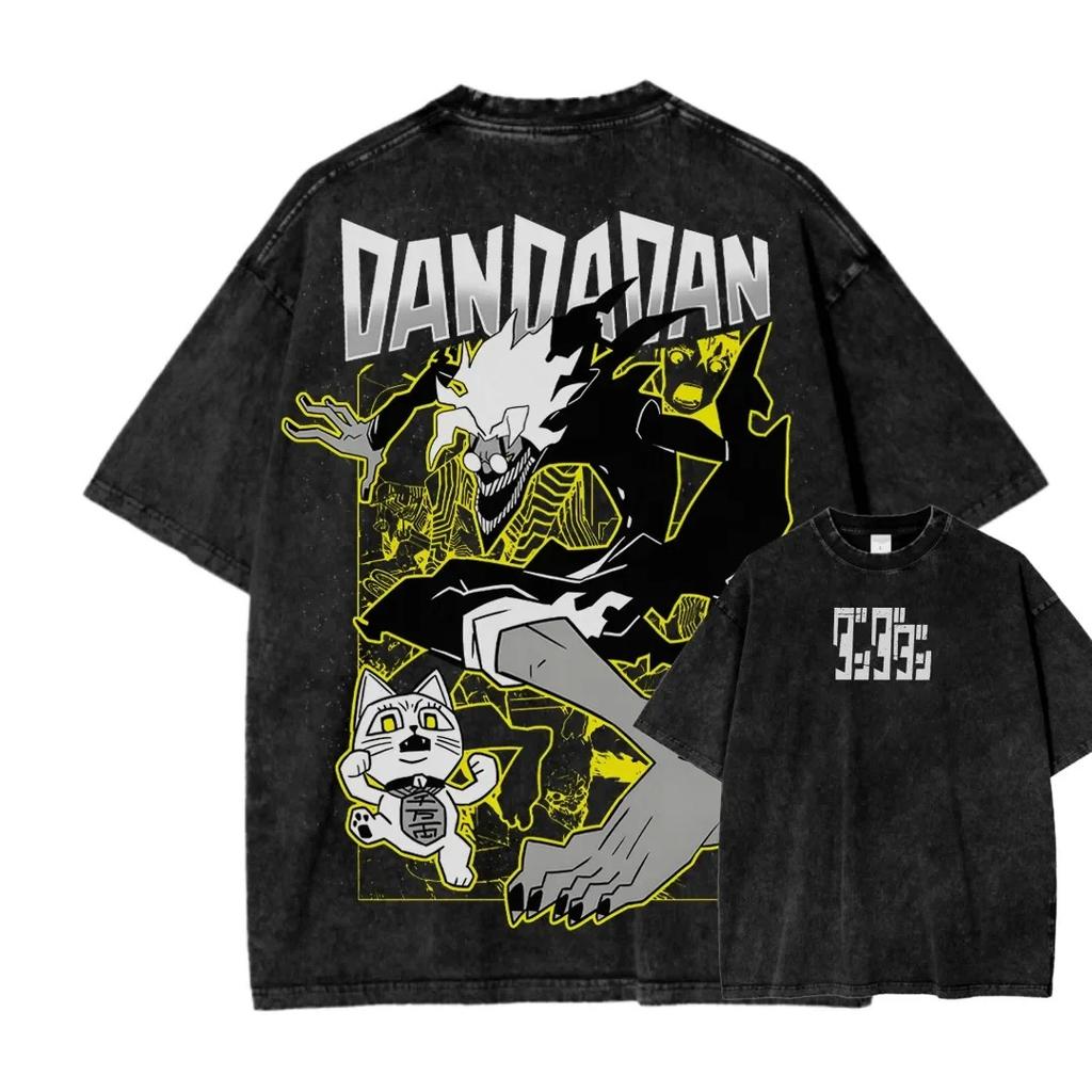 Dandadan Turbo Granny Lucky Cat Form Washed Summer 2026 Anime T-shirt, Harajuku Streetwear, Oversized, Short Sleeve, for Fans,Unisex,gift,Top