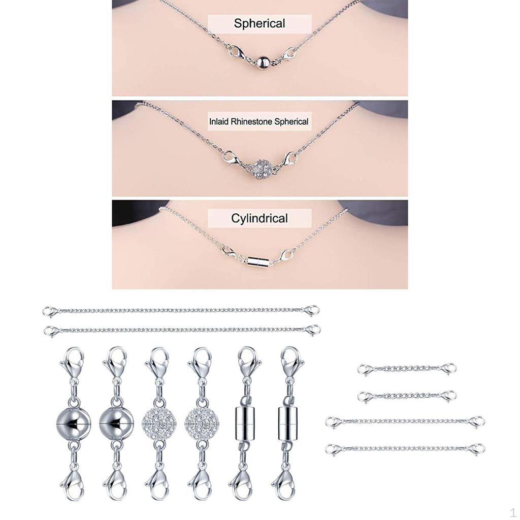 12x Stylish Magnetic Jewelry Clasp for Necklace Bracelet Silver Lobster Clasps Anti-lost