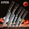 Damascus Chef Knife 5Pcs Damascus Kitchen Knife Wood Handle Paring Utility Santoku Slicing Chef