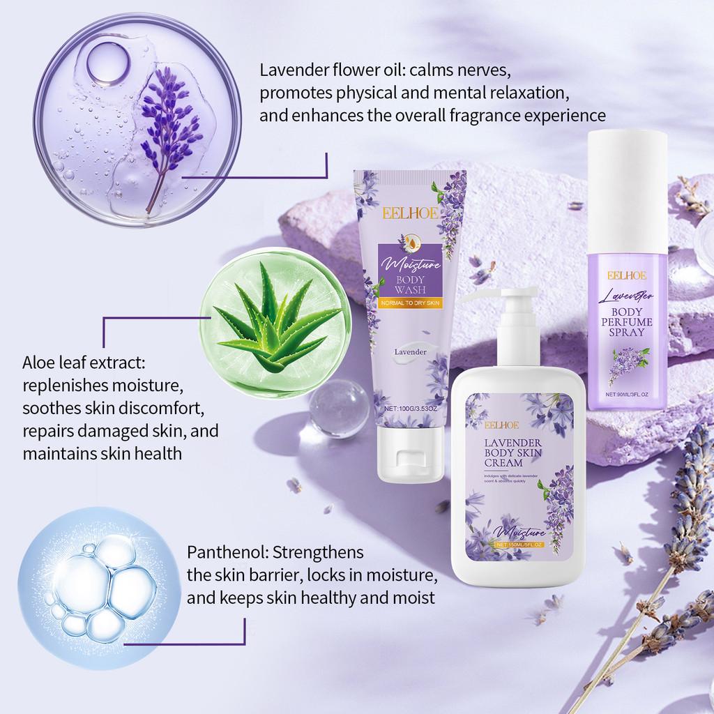 Eelhoe Lavender Body Care Set Luxurious Moisturizing Body Lotion With Calming Fragrance